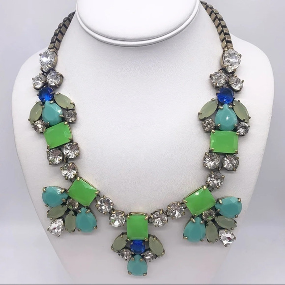 J. Crew Green & Blue Jeweled Necklace - Picture 1 of 4
